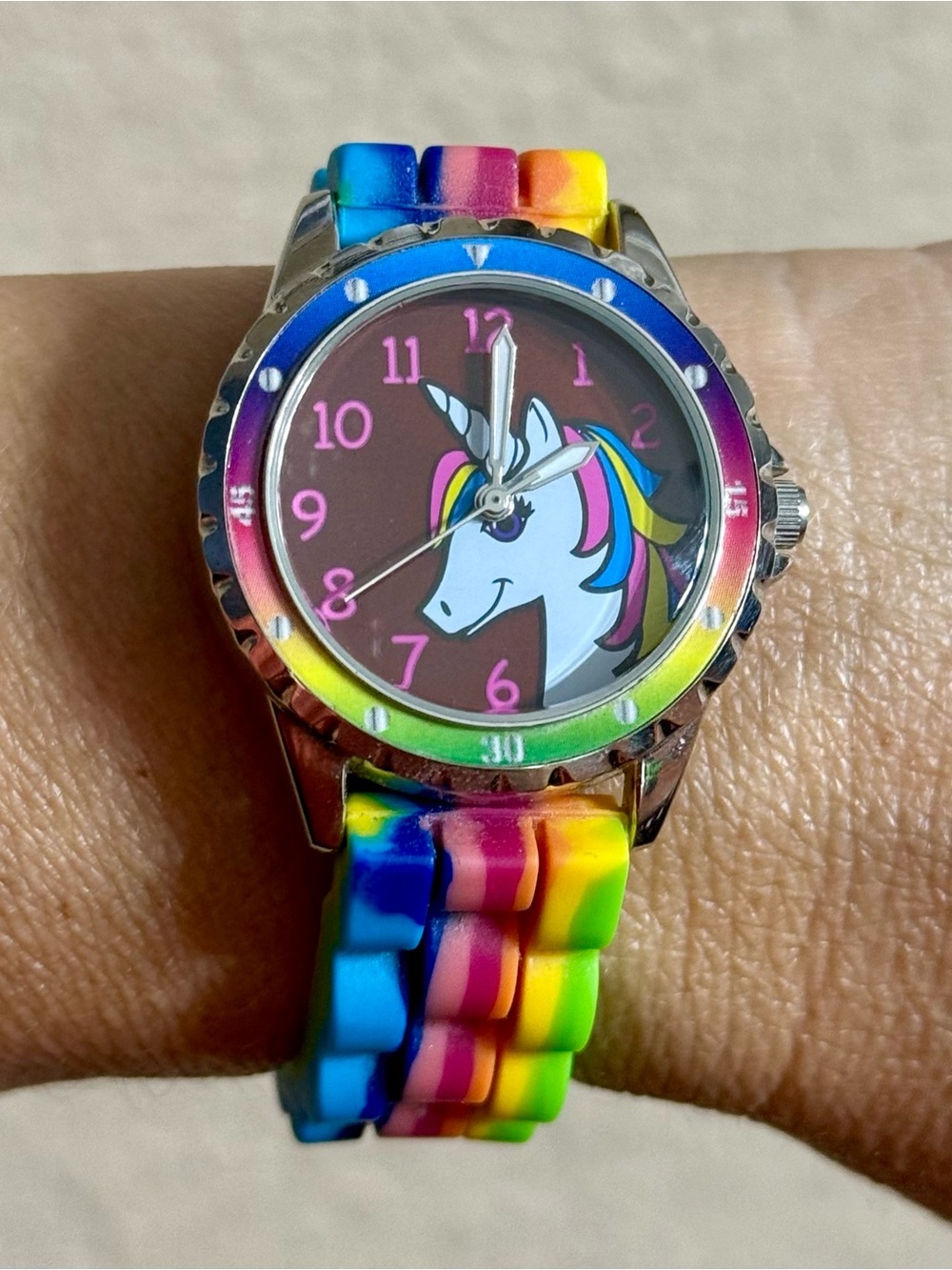 Rainbow Unicorn Silicone Strap Watch - Multicolor NEW BATTERY